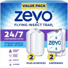 Zevo Indoor Fly Trap - 2 Devices + 2 Refills Value Pack for Insect Control