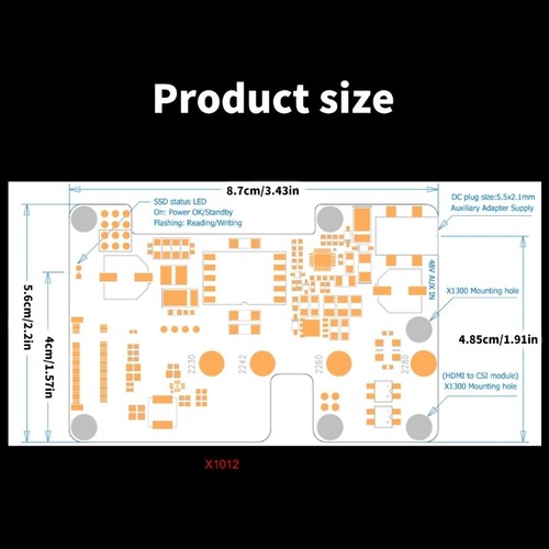 X1012 PCIe to M.2 POE NVMe SSD and POE Shield for RPi 5 M.2 NVMe SSD Ethernet - Afbeelding 8 van 10