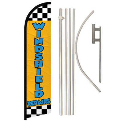 Windshield Repair Full Curve Windless Swooper Flag Pole Kit Auto Glass YW