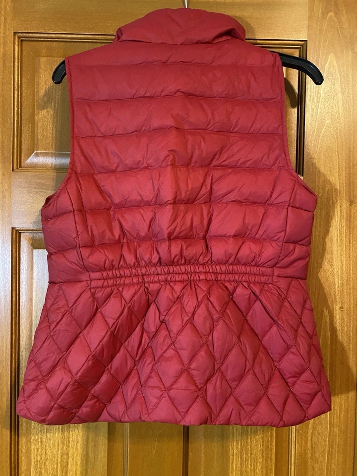 Chaleco acolchado Talbots para mujer mediano pequeño rojo 2 vías bolsillos con cremallera cálido Foto 4 de 4