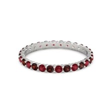 2MM Round Ruby  Garnet 925 Sterling Silver Full Eternity Women Wedding Ring