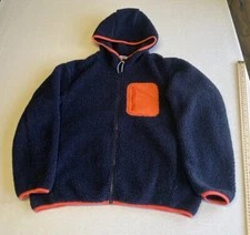 UNIQLO JW ANDERSON SHERPA BOA PILE FLEECE JACKET SIZE L NAVY & ORANGE WITH HOOD
