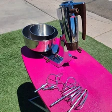 sunbeam deluxe mixmaster mixer Chrome 19885 Tested Working