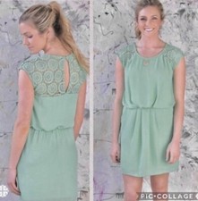 NWT Entro Crochet Mini Dress with Cap Sleeve and Pockets Mint Large (Medium Fit)