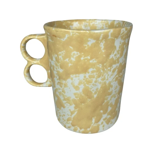 Bennington Potters Bennington Vermont Trigger Handle Mug Cup Splatter Yellow