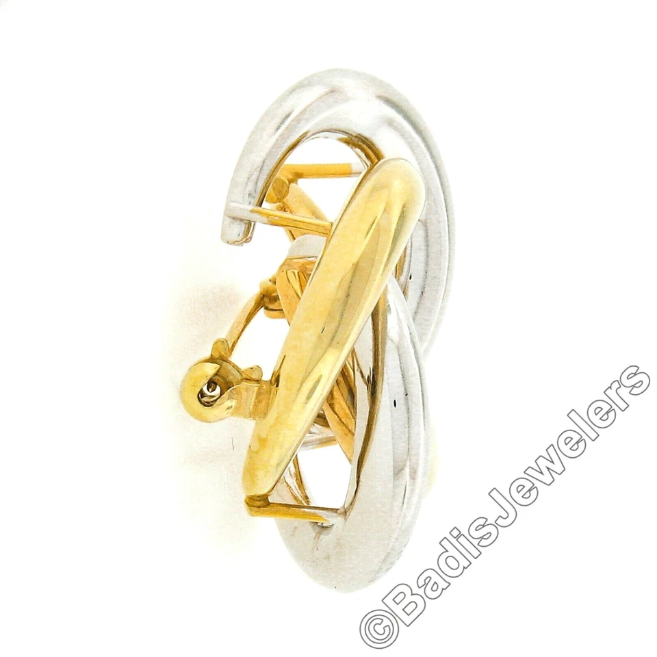 Broche prendedor Estate oro amarillo y blanco 14k pulido inflado infinito amor nudo Foto 4 de 4