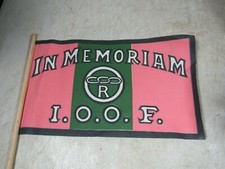 Vintage/Antique I.O.O.F. Oddfellows In Memoriam Funeral Parade Flag NOS