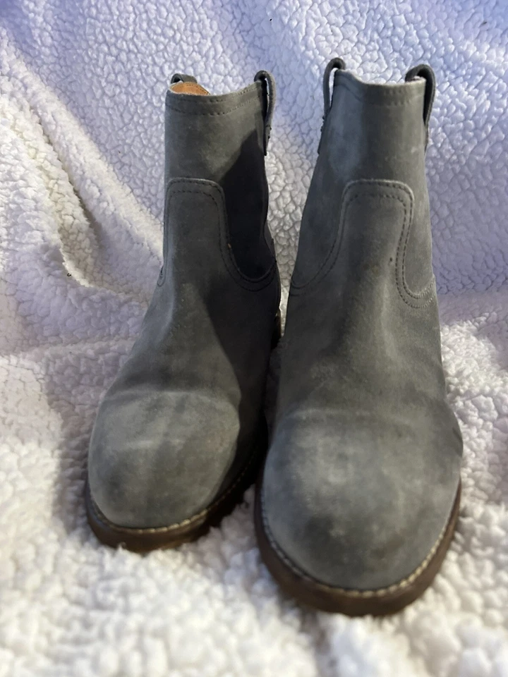 Madewell Otis Botas Botines Mujer’s Talla 7 US Gris Gamuza Pull Up Cuero B1200 Foto 3 de 4