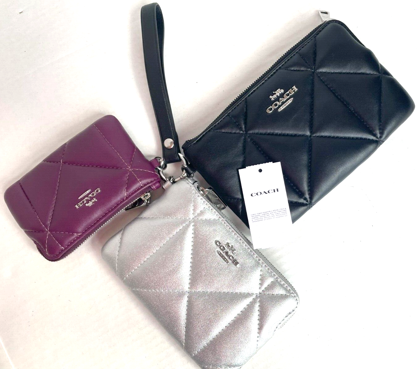 Coach CM313 Quilted Leather Zip Trio Wristlet Multi-Wallet NWT $318