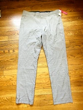 Perry Ellis Portfolio Pants Mens 33x32 Luxury Modern Fit Tan Dress Slacks NWT