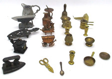 Lot of 22 Pieces of Antique Copper, Brass and Cast Iron Miniatures