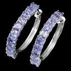 Valentine 925 Silver Earrings Oval Blue Tanzanite Natural Gemstone Jewelry