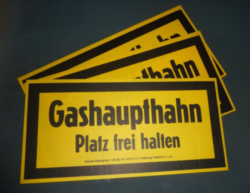 Dewag PVC Hinweisschild DDR Schild "Gashaupthahn"  Signograph Warntafel - Bild 1 von 3