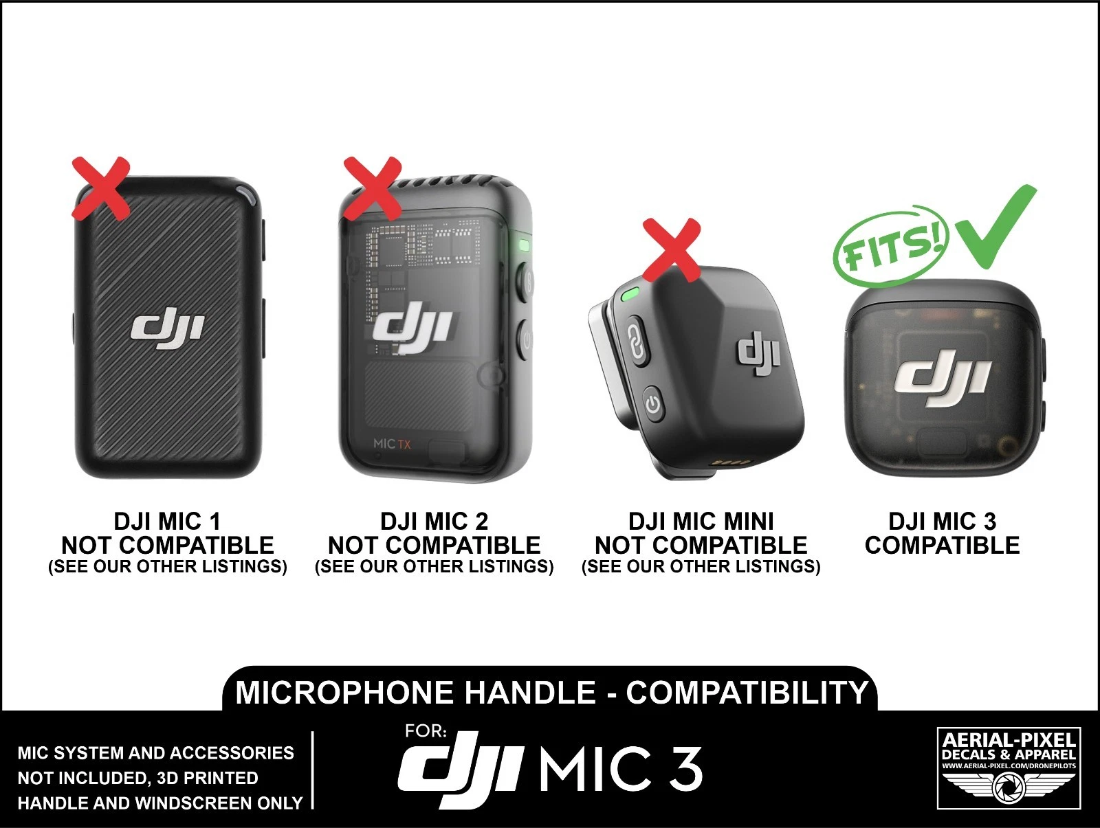 DJI Mic 3 Traditional Microphone Grip Interview Handle and Foam