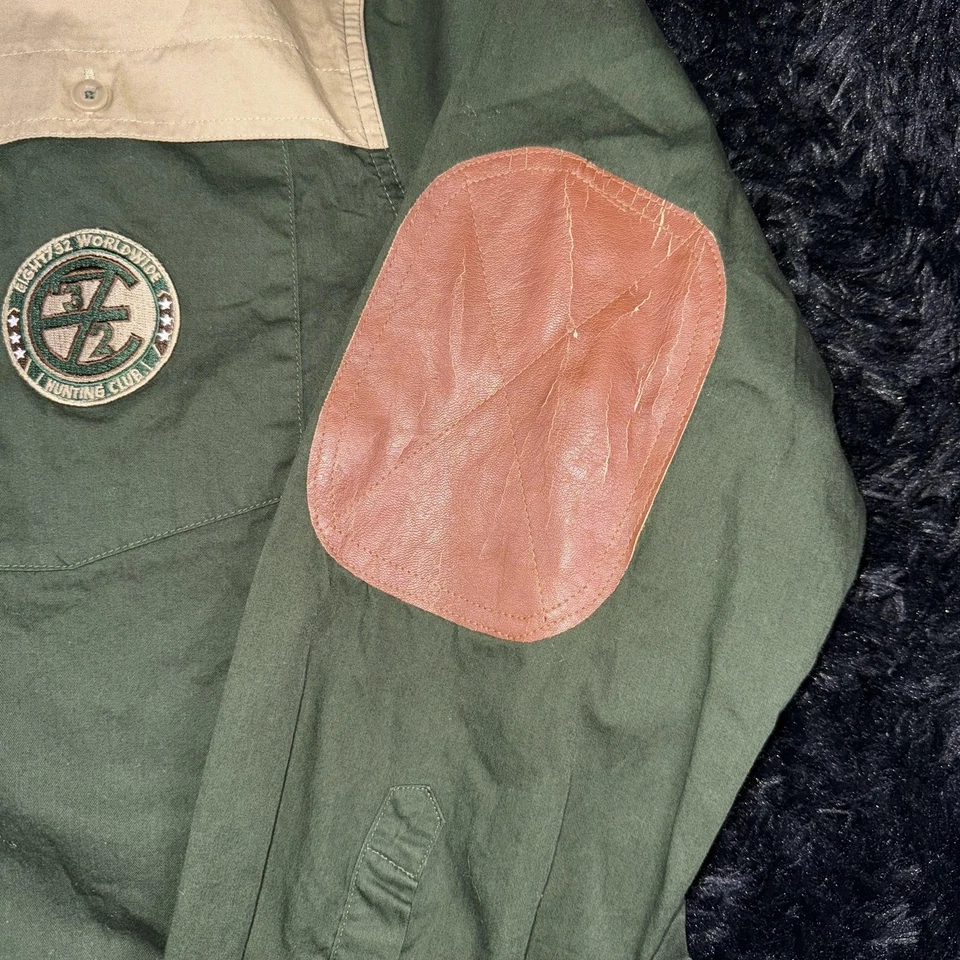 Camisa Eight 732 Para Hombres 2XL Verde Bronceado Abotonada Club de Caza Parche Codo Lona Foto 4 de 4