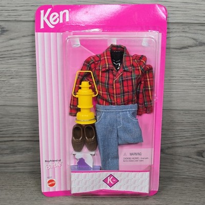 1996 Ken Doll Camping Outfit Plaid Shirt Jeans Lantern Shoes 16237 NIP Vintage