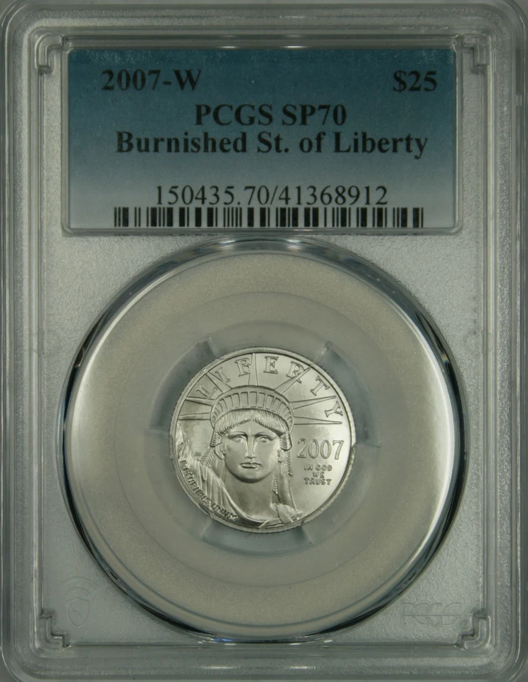 2007-W $25 Burnished Quarter Ounce Platinum Eagle PCGS SP70 - Image 3 of 3