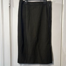 Ann Taylor Women s 4 Dark Green Midi Pencil Skirt Exposed Side Zipper Stretch