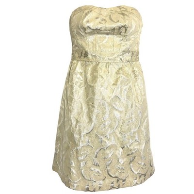 American Eagle Womens Gold Champagne Strapless Dress Babydoll Party NWT sz 2