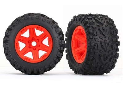 Traxxas 8672A Assembled Complete Pre-Glued Tires & Wheels, Orange TSM Rated (...
