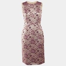 Dolce Gabbana Pink Floral Brocade Sleeveless Midi Dress M