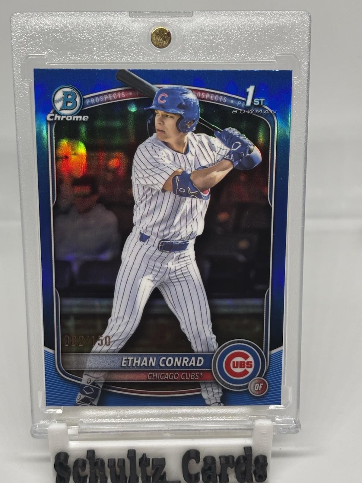 Ethan Conrad 2025 Bowman Draft #BDC-17 1st Chrome TRUE BLUE Refractor #/150 Cubs