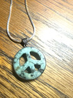 Vintage 925 Italy Sterling Silver 20"  Green African Turquoise Peace Necklace — photo 2