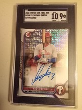 2022 Bowman Chrome Mega Box Yhoswar Garcia AUTOGRAPH #BCMA-YG Graded SGC 9 Mint