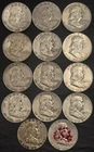 Lot of 14 Circulated 1940s-1960s Franklin Half Dollar 90% Silver Coins