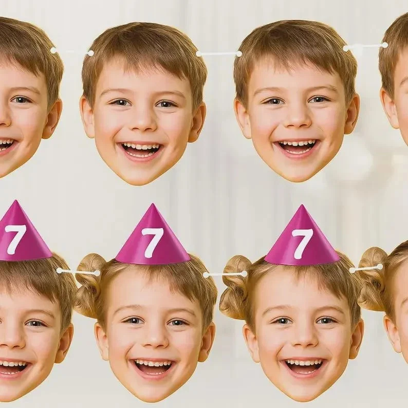 Banner de rosto personalizado personalizado decoração de banner de festa de aniversário Reino Unido - Imagem 2 de 4