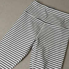 GLYDER Women's Medium Pure Barre Black White Striped Full Length Leggings Pants