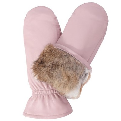 Women Leather Mittens Finger Rabbit fur Lining Winter Sheepskin Soft and Warm...