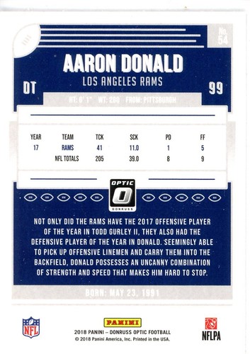 2018 Donruss Optic - Aaron Donald #54 - Picture 2 of 2