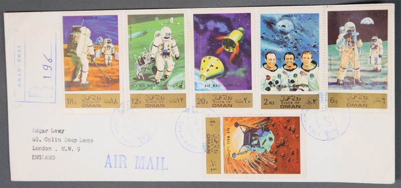 MayfairStamps Oman 1972 Space Combo Registered to London England Air Mail Cover