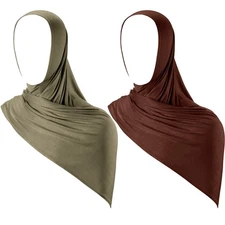 Instant Hijab 2 PCS Jersey Muslim Head Scarf for Women Soft Lightweight