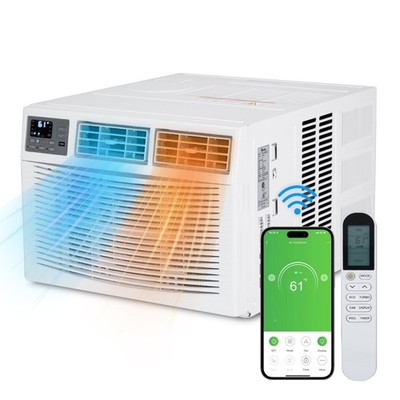 12000 BTU Window Air Conditioner with 11000BTU Heater Wi-Fi Enabled 230V AC Unit