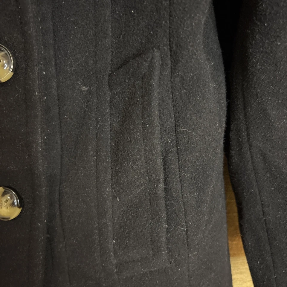 Anne Klein Womens Black Wool Pea Coat Double-Breasted Fully Lined Size XL - Image 4 of 4