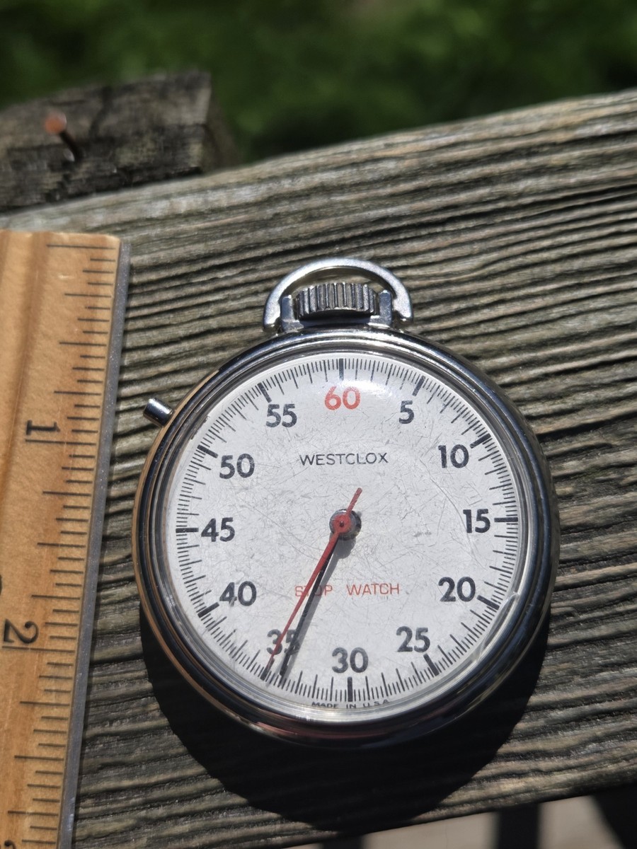 Vintage Westclox Pocket Windup Stop Watch Made in the USA View 4
