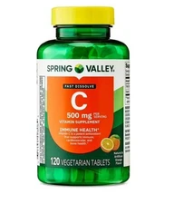 Spring Valley Vitamin C Fast Dissolve Tablets Orange Flavor 500 mg 120 Count