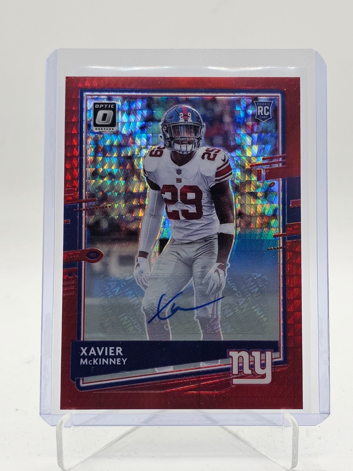 Xavier McKinney Panini Donruss Optic #121 Autograph Red Hyper