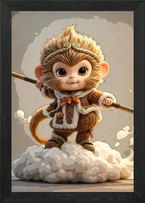 Niedlicher Affenkönig Wolke gerahmtes Wandbild Poster Leinwanddruck Bild