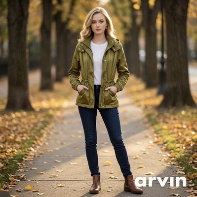 Damen-Parka mit Kapuze, Gr. 38, grün, neu mit Etikett - Bild 1 von 4