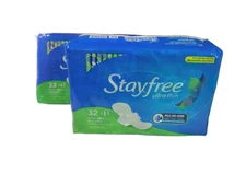 (2)Stayfree Ultra Thin Long Super Pads With Wings 32 Count Multi-Fluid Protec