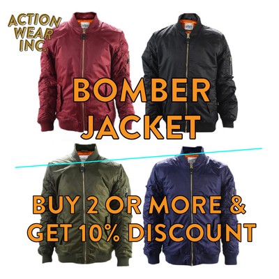 Shaka Wear Mens Ma 1 Flight Bomber Jacket Fully Lined S 3xl Insulated Clothing Shoes Jewelry