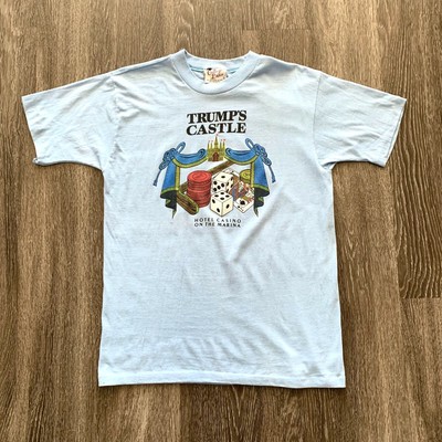 Vintage 80s TRUMPS CASTLE CASINO Retro Blue Donald Novelty T Shirt Mens  Size S | eBay