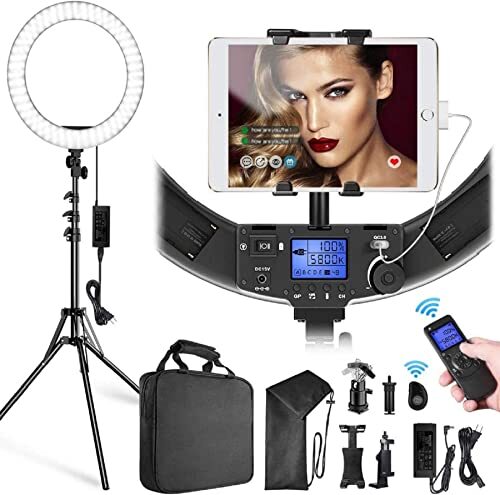 Led Ring Light With Stand And Phone/ipad Holder 19 Inch 60w Bicolor 3000k5800k L-image