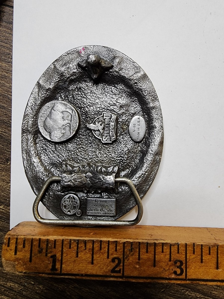 Vintage 80s Buffalo 1937 Liberty Nickel Belt Buckle Siskiyou  display picture 3