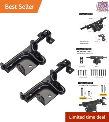 Heavy Duty Metal Slide Bolt Gate Latch 2 Pack Padlock Lock for Wooden Gates