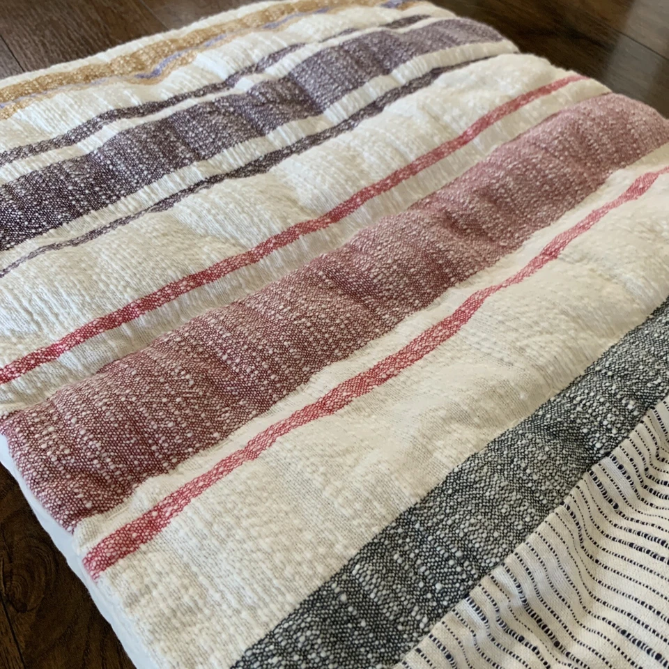 "Funda de almohada Anthropolgie acolchada a rayas King simulada granja 20"" X 36""" Foto 4 de 4