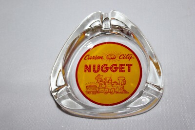 Vintage Carson City Nugget Casino Nevada Tri Lobe Glass Advertising Ashtray